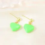Valentine's Day Heart Brass Enamel Dangle Stud Earrings