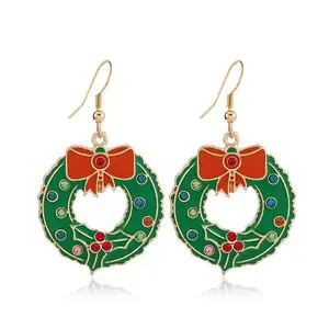 Christmas Theme Alloy Plastic Dangle Earrings