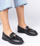 Gemre Black women's loafers with gold decoration Senna