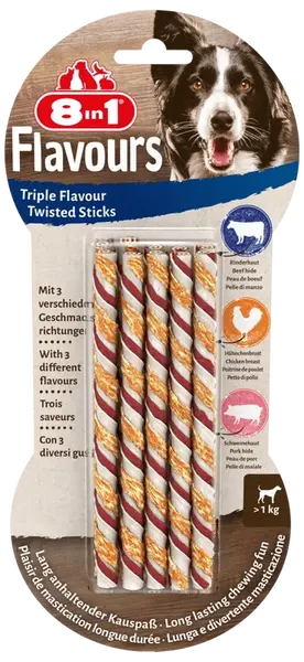 Tyčinka kroucená žvýkací 8in1 Triple Flavour 10ks