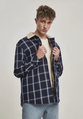 Bunda Sherpa Lined Shirt Jacket námořní/wht