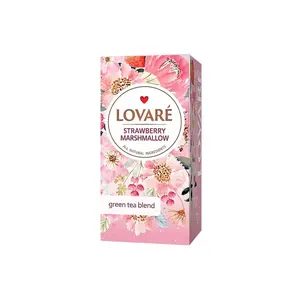LOVARÉ Strawberry marshmallow zelený čaj 24 sáčků