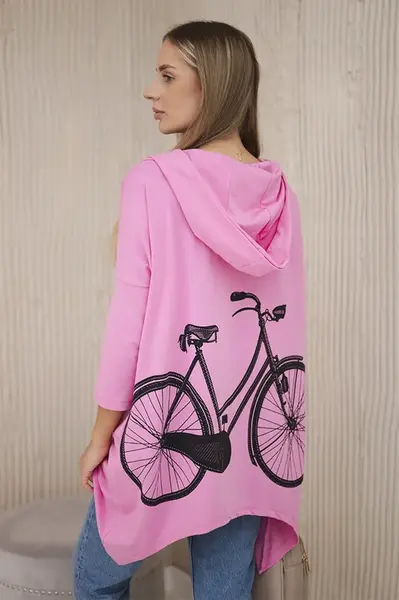Mikina s cyklistickým potiskem světle růžová
