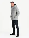 Ombre Men's lightweight jacket with mesh lining and hood - grey