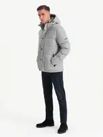 Ombre Men's lightweight jacket with mesh lining and hood - grey