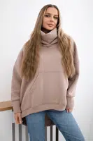 Oversize zateplená mikina tmavě béžová