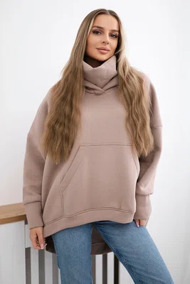 Oversize zateplená mikina tmavě béžová