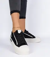 Gemre Black women's fabric platform sneakers Verinos