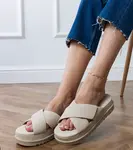 Gemre Beige platform strap slides Juko
