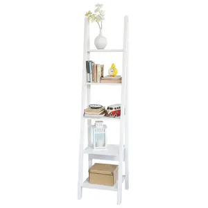 SoBuy KNIHOVNA se 4 policemi Bílá 44x39x180cm Minimalistický