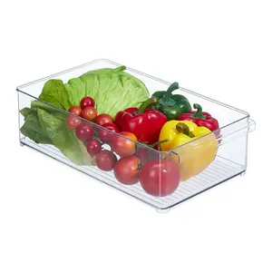 Relaxdays ORGANIZÉR Transparentní do lednice PE plast s rukojetí