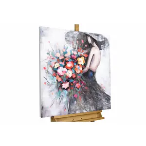 KUNSTLOFT RUČNĚ MALOVANÝ AKRYLOVÝ OBRAZ ČERNÝ/RŮŽOVÝ, 80/80 CM