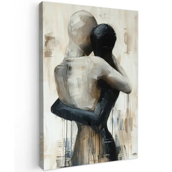 MuchoWow OBRAZ NA PLÁTNĚ Abstraktní - Láska - Černobílé - Moderní 60x90 cm