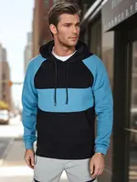 Pánská mikina s kapucí v černo-modrých pruzích