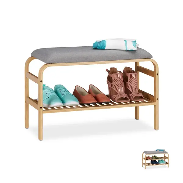 Relaxdays LAVICE přírodní šedá bambus čalouněná 69 cm