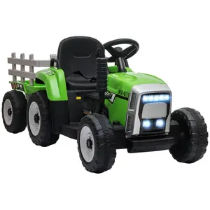 HOMCOM ELEKTRICKÝ traktor Dětský traktor s MP3 funkcí, 3–6 km/h, zelený
