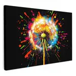 MuchoWow OBRAZ NA PLÁTNĚ Pampeliška - Graffiti - Barevné - Květiny - Příroda 60x40 cm