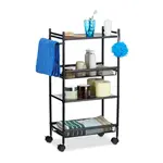 Relaxdays REGÁL Černý kov pojízdný 4-patrový 81 cm