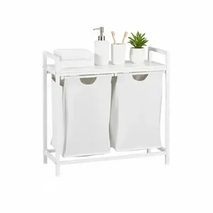 Relaxdays PRÁDELNÍK Bílý 2-komorový s policí kov 72 cm