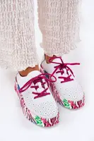 Dámské Kožené Sneakersy Na Vzorované Platformě Vinceza