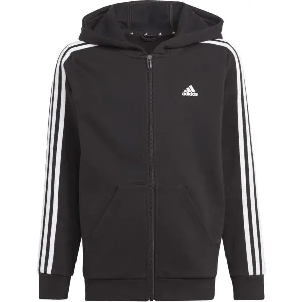adidas 3-STRIPES FULL-ZIP HOODIE Dětská mikina, černá, velikost