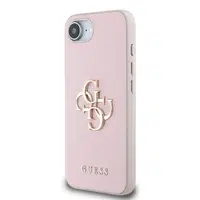 Zadní kryt Guess PU Grained 4G Metal Logo pro Apple iPhone 16e, růžová