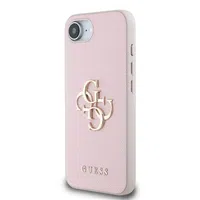 Zadní kryt Guess PU Grained 4G Metal Logo pro Apple iPhone 16e, růžová