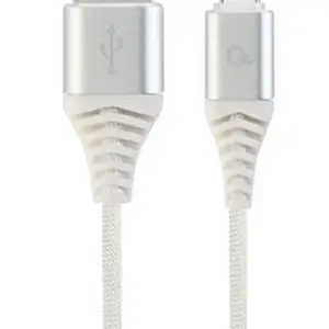 Datový kabel CABLEXPERT USB 2.0, Type-C kabel, 2m, opletený, bílo-stříbrná