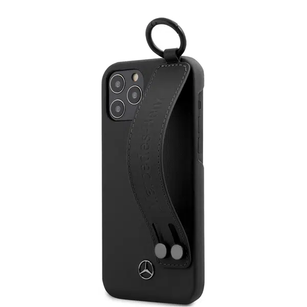 Zadní kryt Mercedes Leather Hand Strap MEHCP12SLSSBK Apple iPhone 12 mini, černá