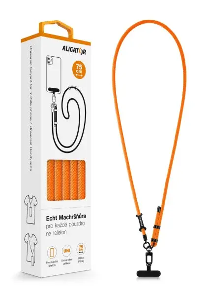Univerzální šňůrka pro mobilní telefon Aligator Echt Machršňůra, neonově oranžová