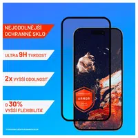 Prémiové ochranné tvrzené sklo FIXED Armor s aplikátorem pro Apple iPhone 15 Plus/16 Plus, černá