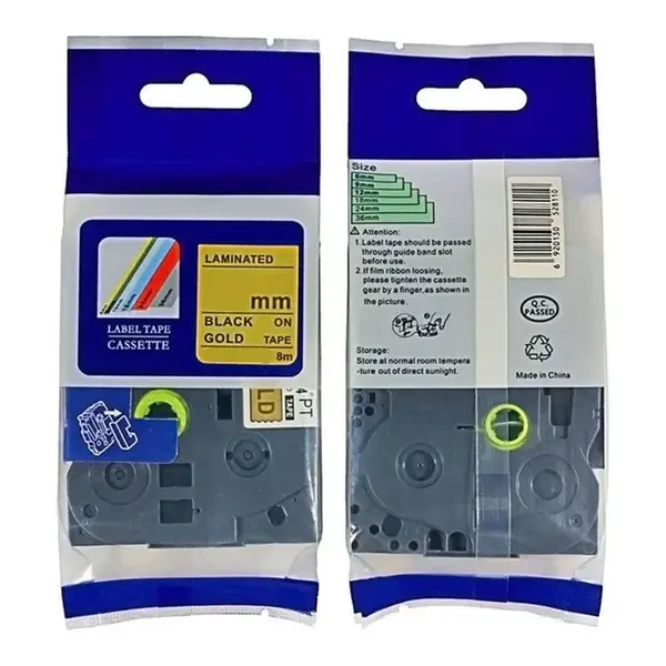 Kompatibilní páska s Brother HGe-811, 6mm x 8m, černý tisk / zlatý podklad, vysokorychlostní