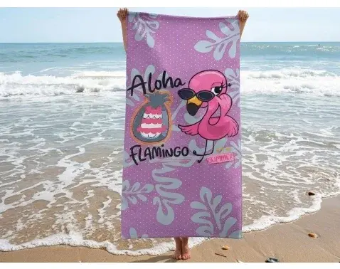 Plážová osuška Aloha Flamingo, 80x160 cm