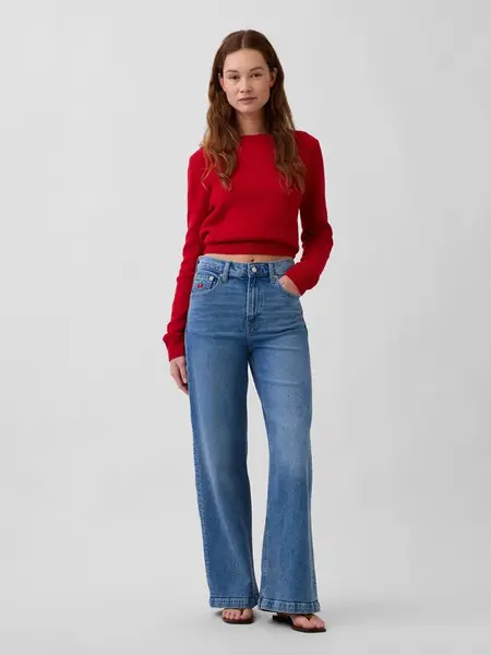 Dámské džíny GAP High Rise Stride Wide-Leg
