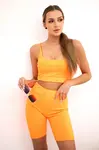 Souprava kalhot s vysokým pasem oranžové neonové barvy