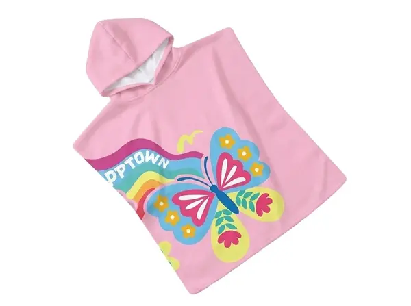 Detské pončo BUTTERFLY ružové