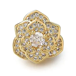 Brass Micro Pave Clear Cubic Zirconia Slide Charms