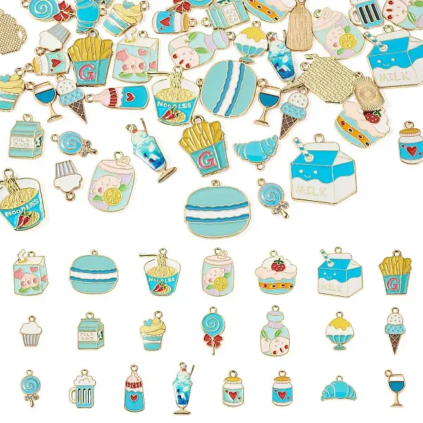 44Pcs 22 Styles Rack Plating Alloy Pendants