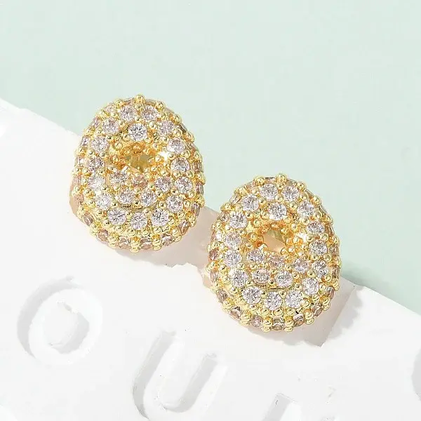 Brass Micro Pave Cubic Zirconia Stud Earrings
