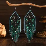 Bohemian Style Moon Glass Seed Beads Dangle Earrings