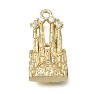 Brass Micro Pave Clear Cubic Zirconia Pendants