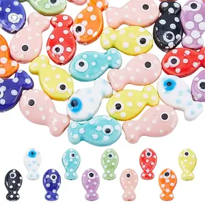 35Pcs 10 Styles Handmade Porcelain Beads