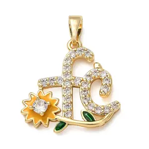 Brass Micro Pave Clear Cubic Zirconia Pendants