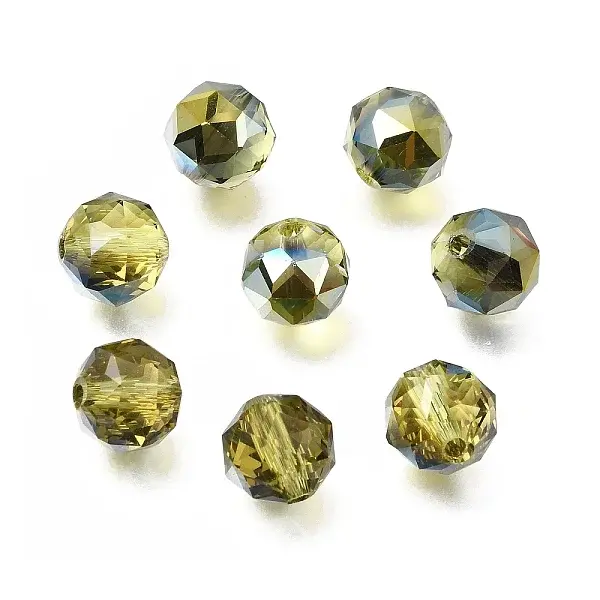 Electroplate Transparent Round Glass Beads