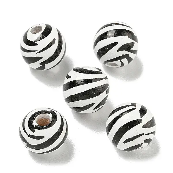 Printed Wood European Beads