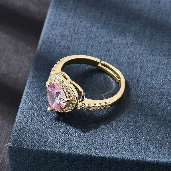 Brass Micro Pave Cubic Zirconia Cuff Open Rings