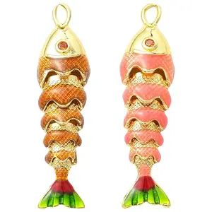 2Pcs 2 Colors Brass Enamel Pendants