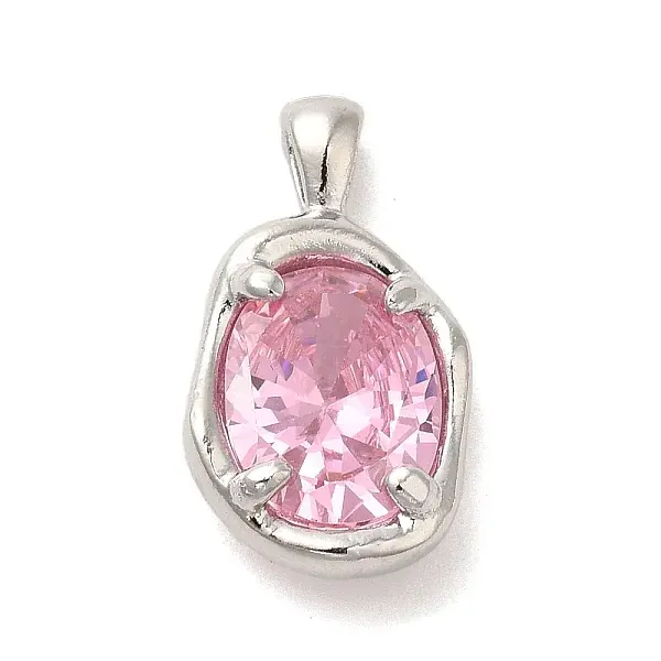 Platinum Brass Micro Pave Cubic Zirconia Pendants