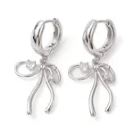 Bowknot Brass Dangle Hoop Earrings