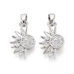 Brass Micro Pave Clear Cubic Zirconia Charms